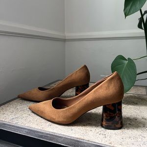 Zara Block Heel Pump with Suede and Tortoise detail